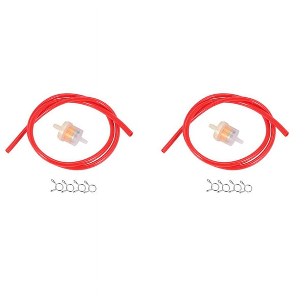 2pcs 6mm Gasoline Filter   Petrol Pipe Hose Line   8 Clips Mini for Moto Scooter Dirt Bike Red,2 x Fuel Pipe 2 x Fuel Filter 8 x Hose Clips,red