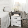 thumbnail image 6 of Prepac Rustic Ridge Farmhouse Bedroom Nightstand with 2 Drawers and an Open Cubby, Wooden Bedside Table for Bedroom, Office, or Living Room, 16.25in x 18.75in x 24.5in, Washed White, ADNR-1602-1, 6 of 13