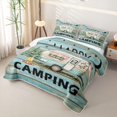 thumbnail image 3 of Erosebridal Happy Camping Twin Quilt Set, Teal Farmhouse Lodge Cabin Twin Coverlet Set, 2pcs 1 Bedspread and 1 Pillowcase, 3 of 7