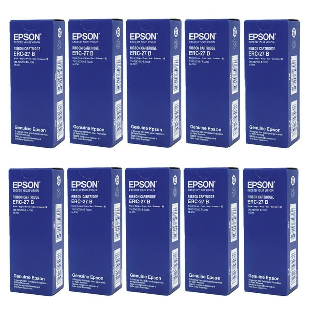 Cinta negra para impresora Epson ERC-27B. Paquete de 10 piezas.
