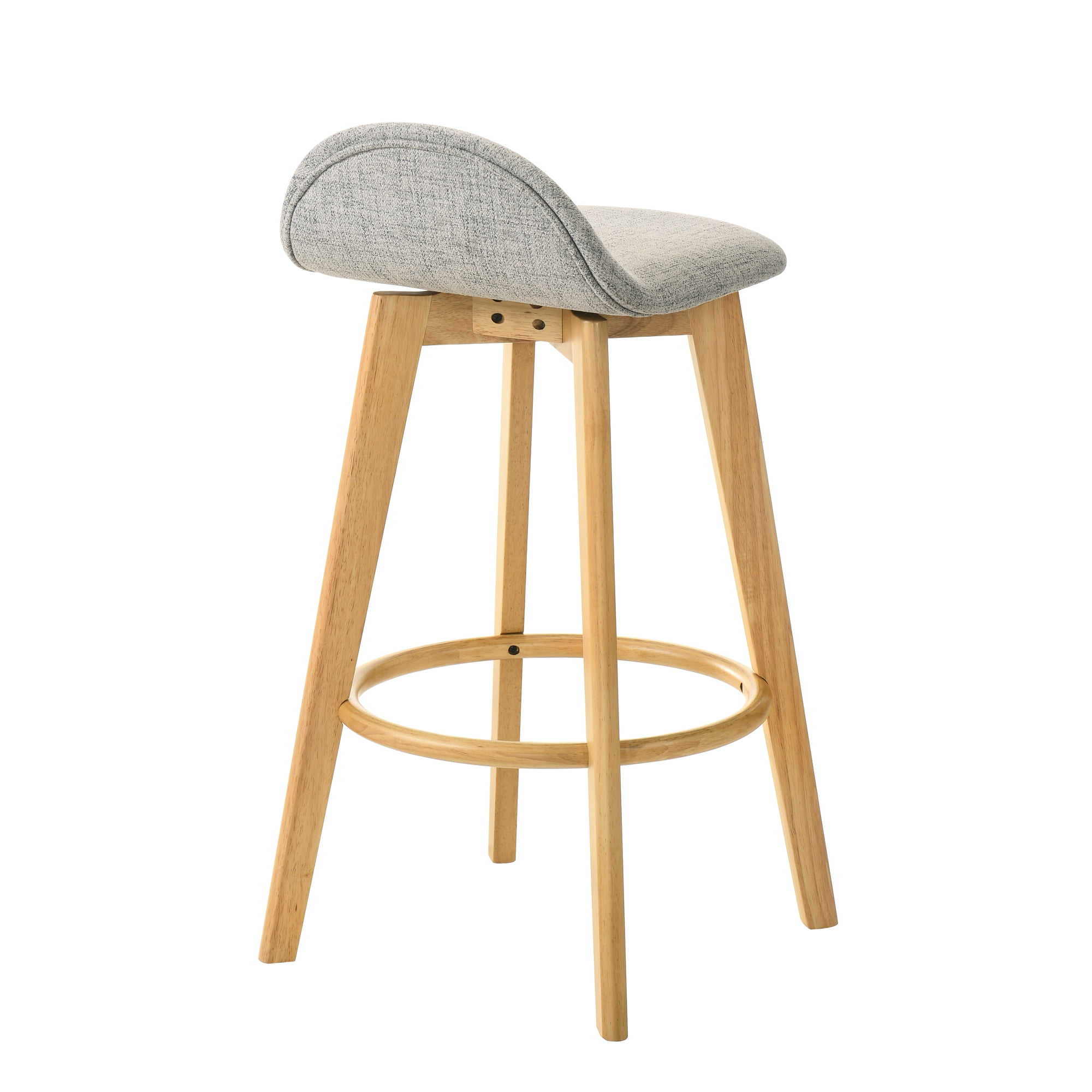 Vera Upholstered Wood Counter Height Barstool in Natural Finish with Stone Gray Seat - Set of 6