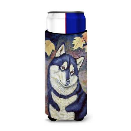 

Caroline s Treasures 7173MUK Fall Leaves Siberian Husky Ultra Hugger for slim cans Slim Can multicolor