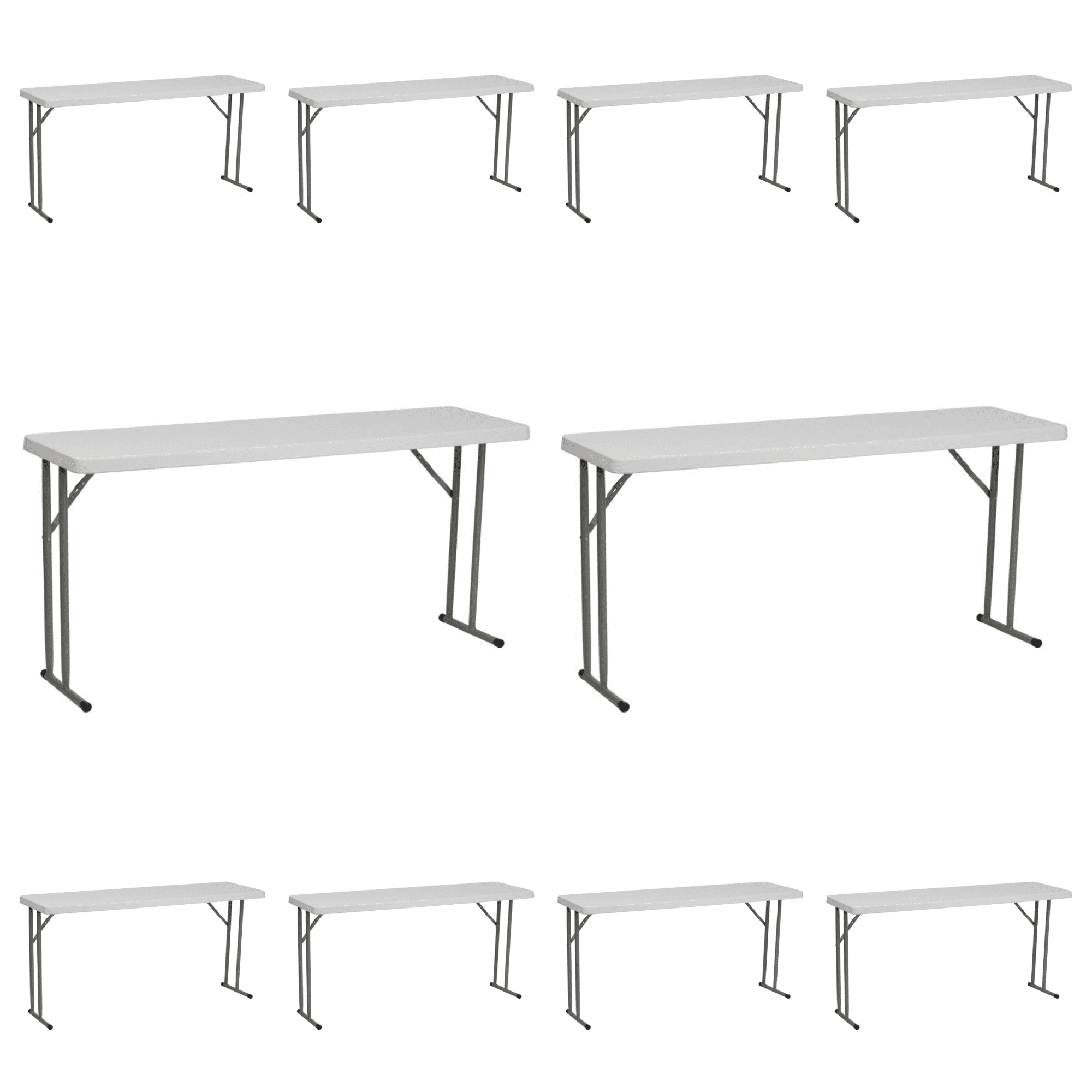 10 PACK 18'' x 60'' Granite White Plastic Folding Table Seminar