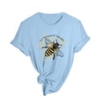 thumbnail image 4 of Alun Cute Honeybee Graphic T Shirts Round Neck Soft Comfort Fit Short Sleeve Tee Shirts for the Love of the Bees Fashion Letter Printed Summer Ladies Tops Blue S, 4 of 5