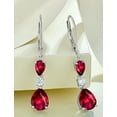 thumbnail image 3 of PYNZY 925 Sterling Silver Teardrop Earrings with 7x9MM Created Ruby Birthstones, Dangle Earrings with Leverback for Women Jewelry Gifts, 3 of 6