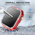 thumbnail image 5 of Hard PC Case with Tempered Glass Screen Protector for Apple Watch SE, Overall Protective Case for iWatch 42mm, Bling Diamond Protector Compatible with Series 3 2/1 42mm Red, 5 of 5