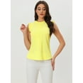 thumbnail image 3 of Unique Bargains Women's Ruffled Trim Sleeveless Pleated Plain Blouse Top XS Light Yellow, 3 of 6