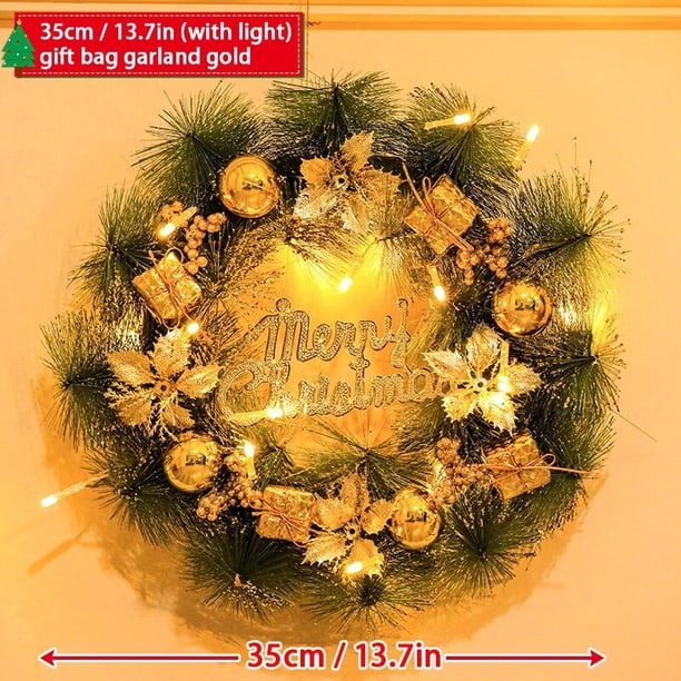 Guirnalda de navidad colgante para puerta y pared, adornos con luz LED para árbol de navidad, decoración del hogar, Año Nuevo 2024