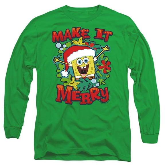 Spongebob Make It Merry Christmas Unisex Adult Long-Sleeve T Shirt