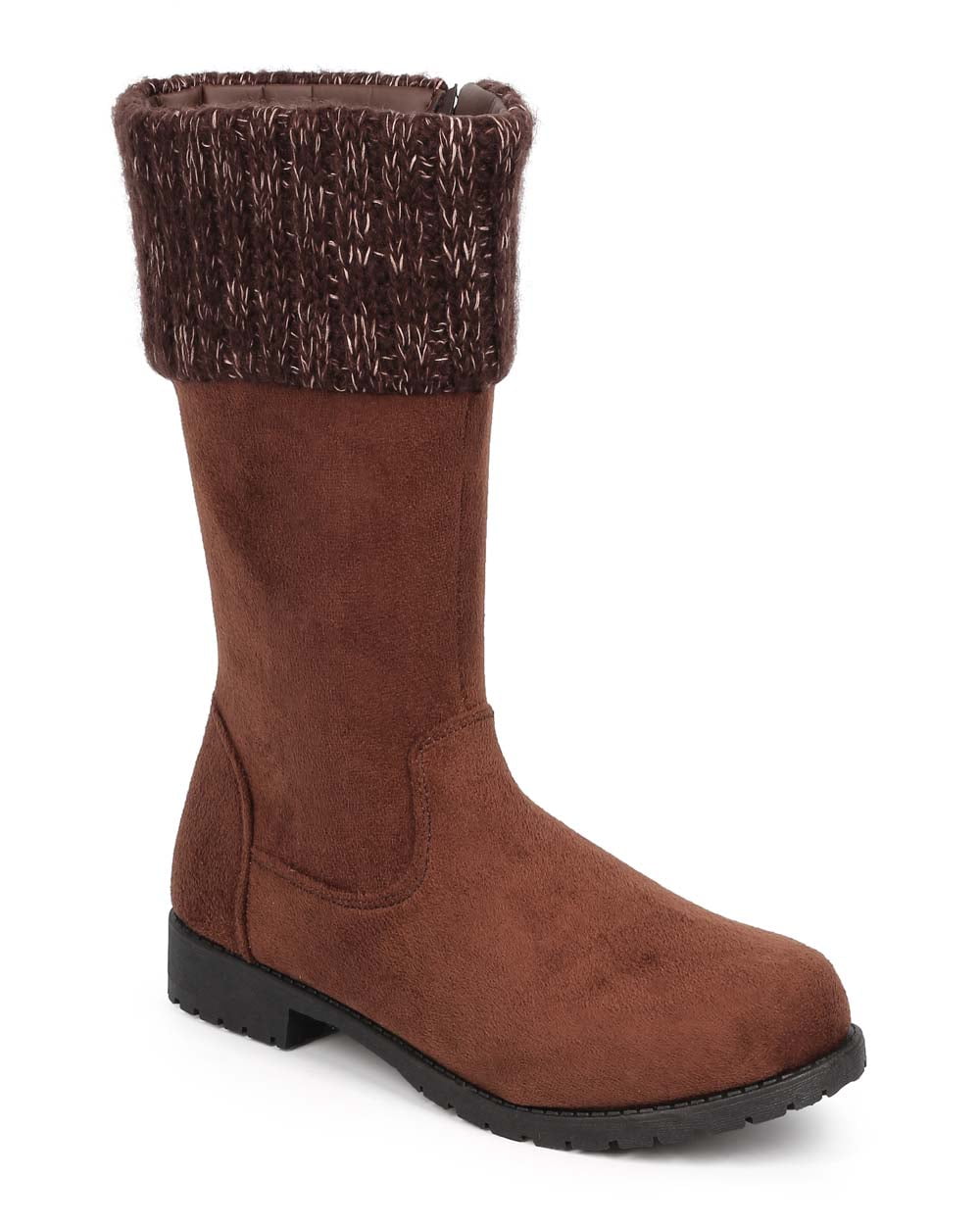 Women Suede Sweater Cuff Round Toe 