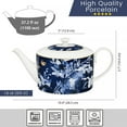 thumbnail image 3 of STP GOODS Dark Mizuki Porcelain Teapot 37.2 fl oz (1.1 L) Floral Kitchen Teapot for Loose Tea Tea Pot Tea Brewer Tea and Coffee Pot Kettle for Blooming Teas, White Blue Gold, 3 of 4