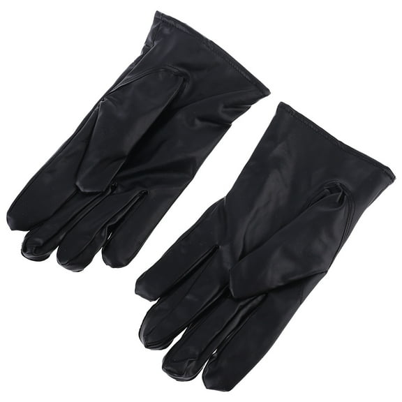 Aellinatey Mens Faux Leather Winter Gloves Warm Lined Thicken Ruched Wrist Hand Warmer Soft