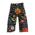 thumbnail image 4 of Stephy Flare Denim Shorts for Women Wide Leg Denim Shorts Woman Vintage Floral Print High Waisted Straight Stretch Pants with Pockets, Gray, XL, 4 of 4