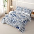 thumbnail image 3 of Erosebridal Vintage Nautical Print Quilt Full,Compass Ship Sketches Full Bedspread Sets For Boys,3-Piece, 3 of 7