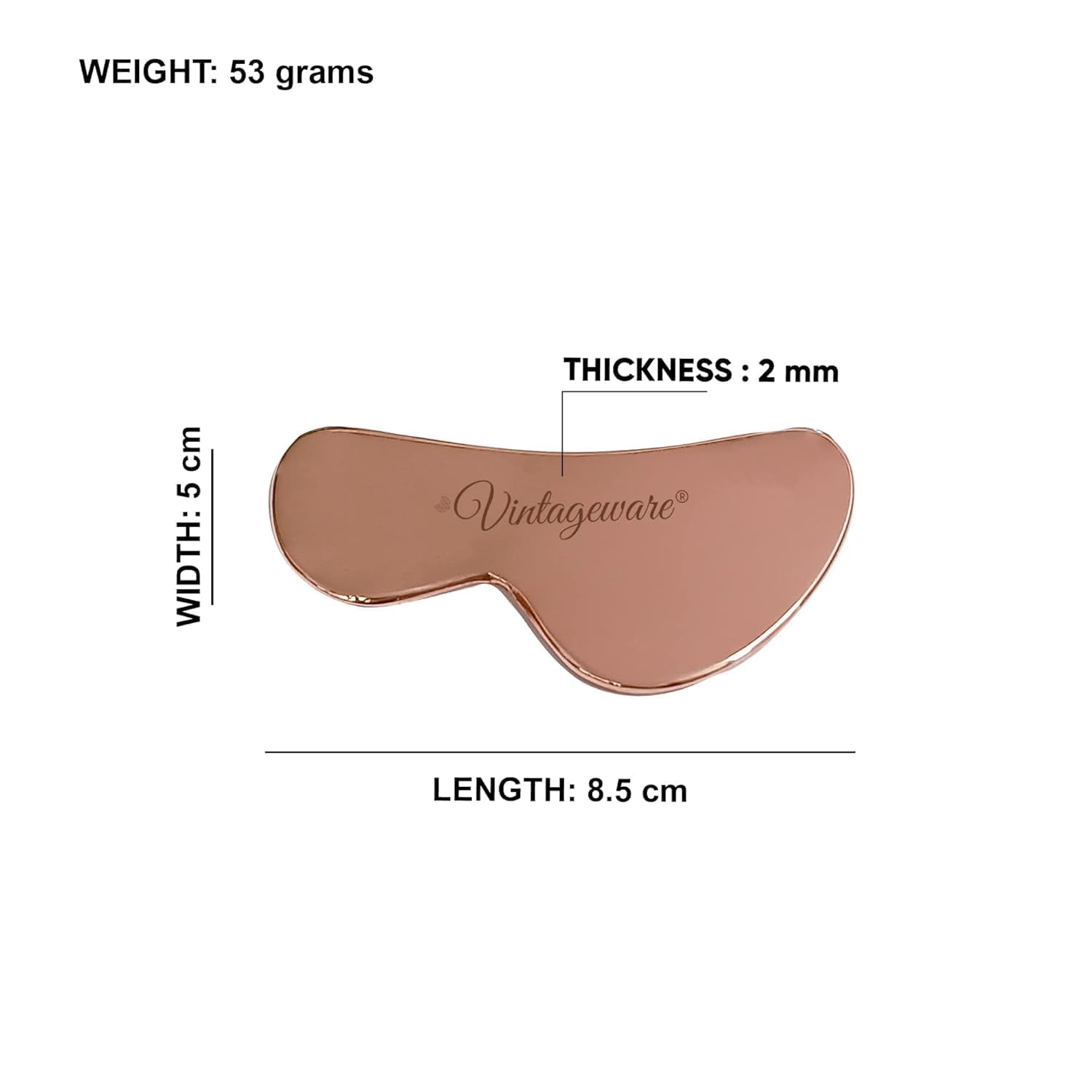 Vintageware® Copper Gua Sha | B-Shape Massage Board for Chiropractic & Physical Therapy | Premium Tool for Face & Body | Relieves Back & Muscle Pain | Gua Sha for Face, Neck & Back (B-Shape)