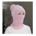 thumbnail image 3 of Gorro de invierno para mujer, conjunto de bufanda circular peruana, gorros con orejeras de esquí, pompones con forro polar de doble capa rosa kaili Sencillez, 3 of 3