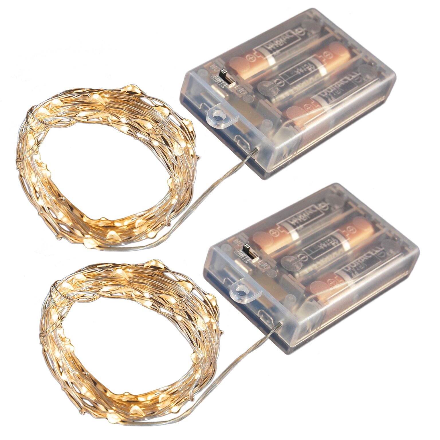 Set of 2 Amber Submersible Battery Operated Mini LED String Lights with