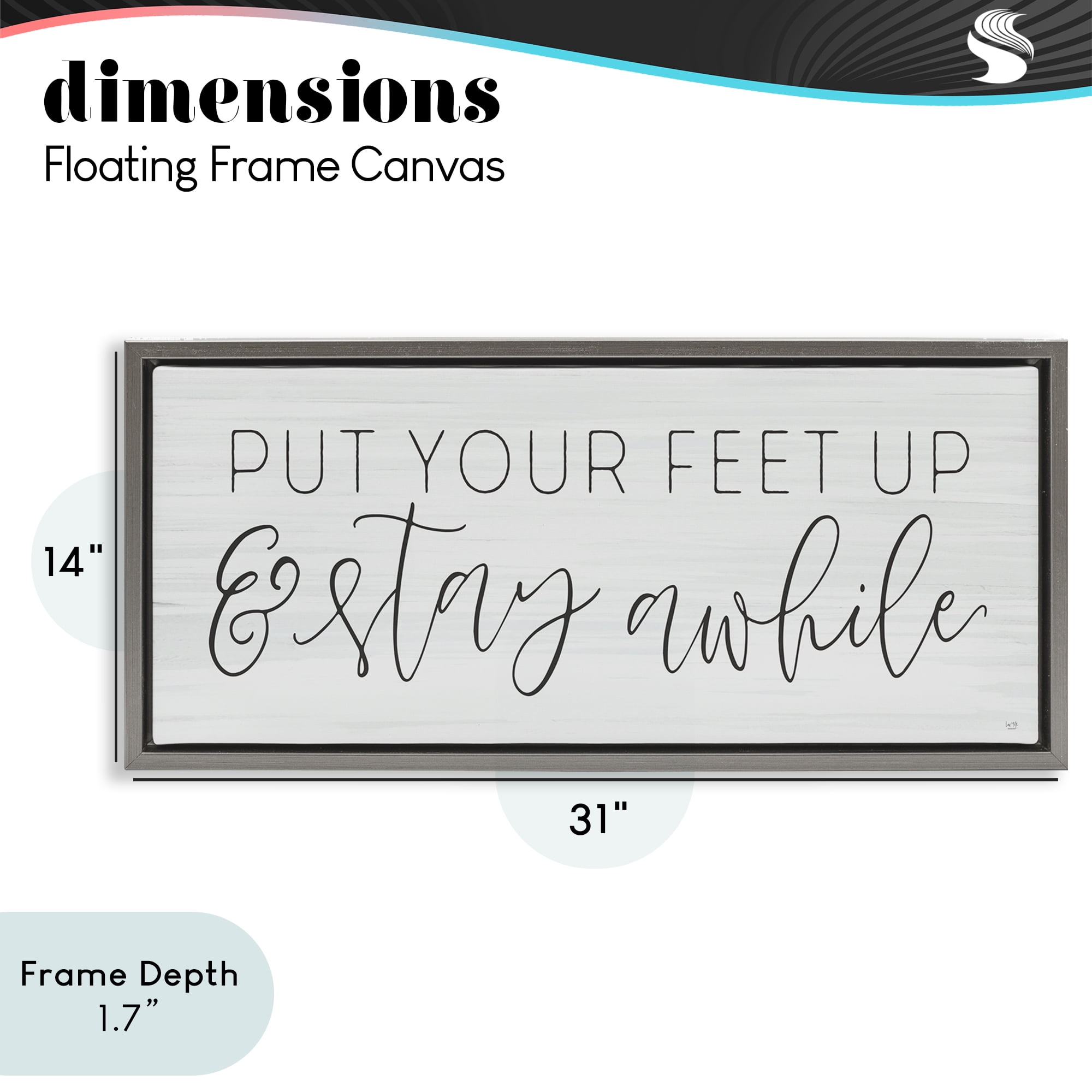 Stupell Industries Put Your Feet Up Gray Framed Floater Canvas Wall Art, design by Lux + Me Designs