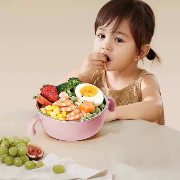 Hometravel 304 Stainless Steel Baby Food Bowl Set, Insulated Children's Bowl with Animation Design, Durable Feeding Dish for Infants, Toddlers, Meal Time, Safety