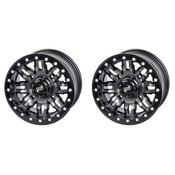 (2 Pack) 4/137 Tusk Teton Beadlock Wheel 15x10 5.0   5.0 Gun Metal/Black For KAWASAKI Teryx 800 2014-2022