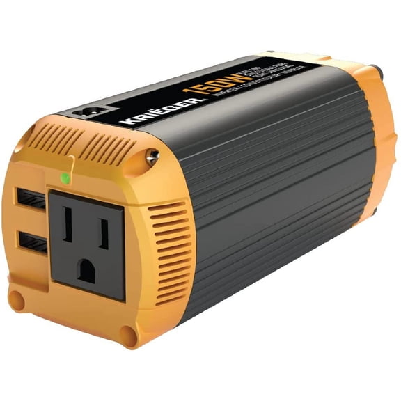 Krieger 150 Watt Pure Sine Wave Power Inverter, 12 V Car Inverter w/ Dual USB Ports (QC 3.0), AC Outlet & DC Cord Included - MET Approved Under UL STD 458