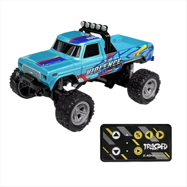 Camión Monstruo Todoterreno Teledirigido RC 1/64, Modelo de Coche de Escalada A Control Remoto 2.4G, Vehículo de Juguete Azul.