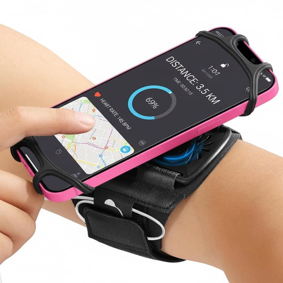 Rotatable Silicone Running Armband – Detachable Phone Holder with Key & Headphone Holder for Outdoor Sports and Exercise