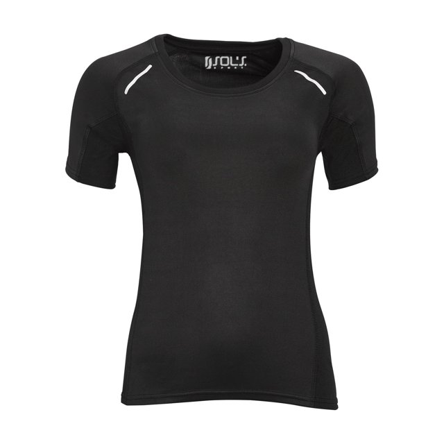 SOLS - Camiseta de manga corta modelo Sydney Running para mujer (Negro)