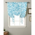 thumbnail image 2 of Blue Botanical Tie Up Curtains for Kitchen Bathroom Bedroom Windows 63 Inch Length, Vintage Pastoral Leaf Farmhouse Balloon Drape Curtains Shade Rod Pocket Drapery Curtain Panel, 52"x63", 2 of 7