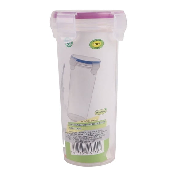 Vaso Prichos Hermético con Tapa Plástico 500 ml