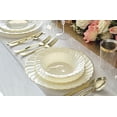 thumbnail image 6 of " OCCASIONS " 200pcs set (25 Guests)-Vintage Wedding Party Disposable Plastic Plates -25 x 10.25'' + 25 x 7.5'' +Silverware +Gold rim Cups +Napkins (Blossom Ivory & Gold), 6 of 9