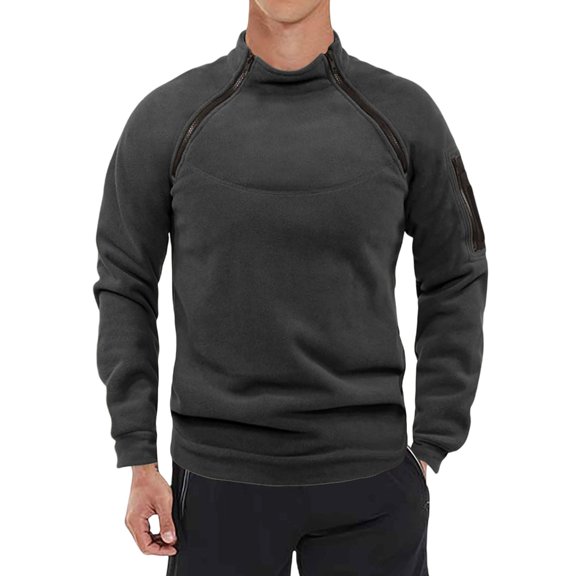 Yokua Men's Tactical Fleece Jacket Quarter Zip Outdoor Warm Pullover Winter Fashion Long Sleeve Mock Neck Sweatshirts