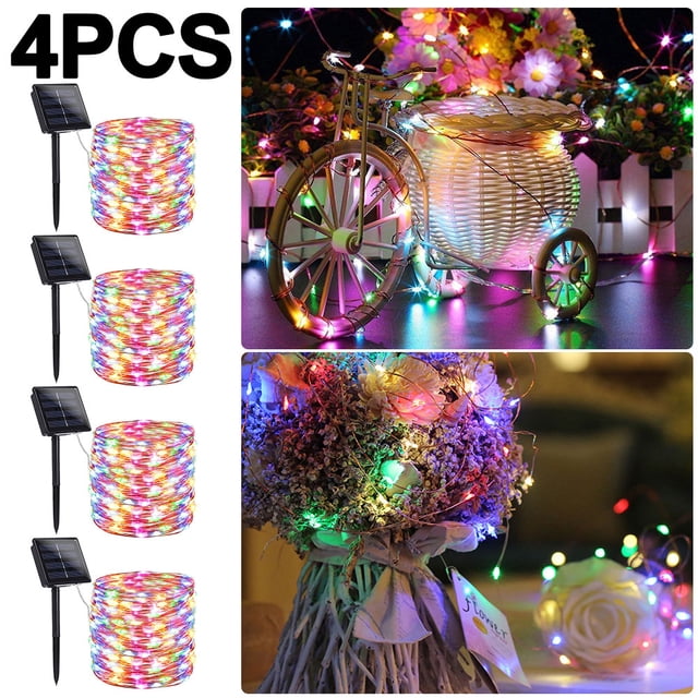 Luces Cadena Solares Lámpara Hadas Alambre Cobre Impermeable (multicolor 100LED)
