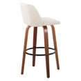 thumbnail image 4 of Walnut & Cream Fabric Bar Stools Set of 2 with Swivel Seats and Footrest - 30 Inch Counter Height Mid Century Modern Style, 4 of 5