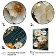 thumbnail image 3 of Designart "Floral Oasis Gold and White on Blue Stone III" Abstract Framed Wall Art - Modern Gold Abstract Flowers Hallway Framed Wall Art Decor, 3 of 6