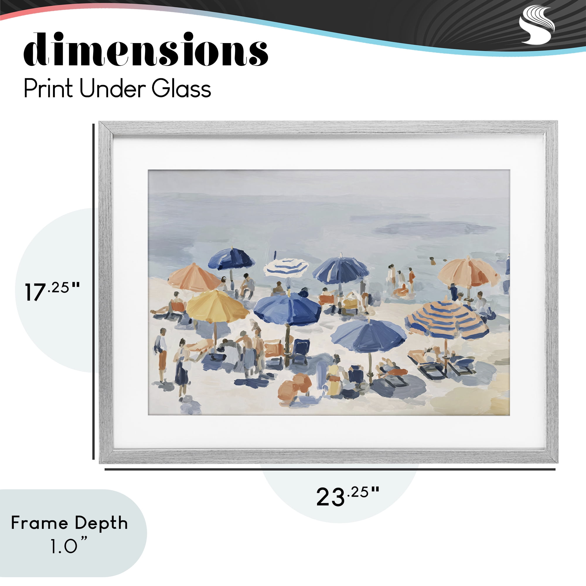 Stupell Industries Summer Fun Beach Crowd Gray Framed Print Under Glass, design by Jacky Ngan