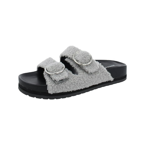 Marc Fisher Womens Keena 2 Faux Fur Textured Flatform Sandals