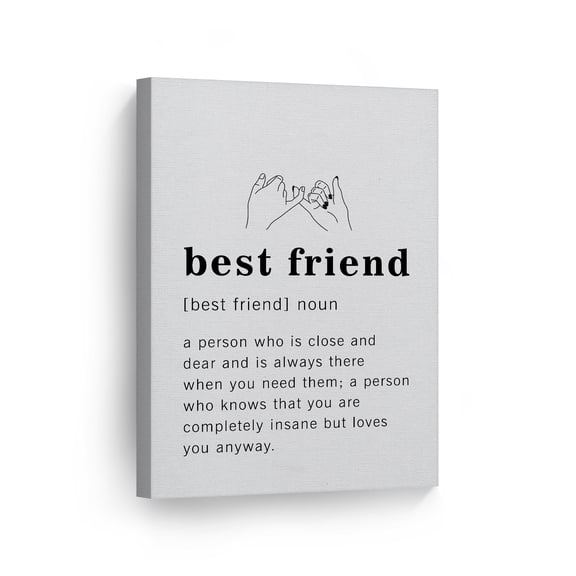 Smile Art Design Funny Noun Dictionary Definition of Best Friend Canvas Print Inspirational Quote Sign Office Living Room Bedroom Bathroom Wall Decor Wall Art Home Decor Made in USA 40x30