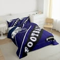 thumbnail image 3 of American Football Lovers Comforter Set International Ball Teams Bedding Gifts for Men, Blue and Black Football Helmet Full Bed Comforter Set Teens Geometry Striped Quilt (Baltimore), 3 of 7