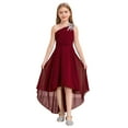 thumbnail image 1 of Miaeowve Flower Girl Dress for Wedding Kids Sparkly One Shoulder Ruched High Low A Line Maxi Summer Dress Burgundy 12, 1 of 7