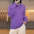 thumbnail image 2 of ShomPort Casual Sweaters for Womens Drawstring Long Sleeve Hooded Textured Tops Lightweight Going Out Solid Color Cozy Soft Blouses, 2 of 6