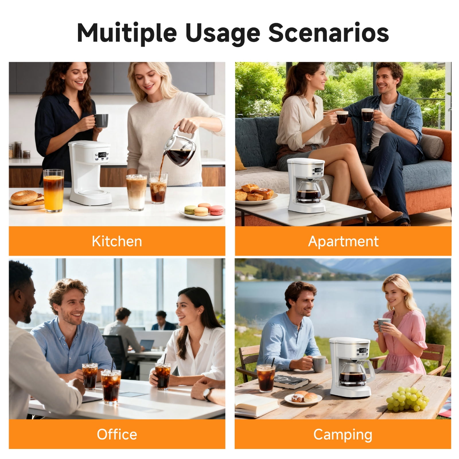 5 Cup Programmable Drip Coffee Maker with Auto Shut-off Function and Reusable Washable Water Filter Small Coffee Machine for Apartment