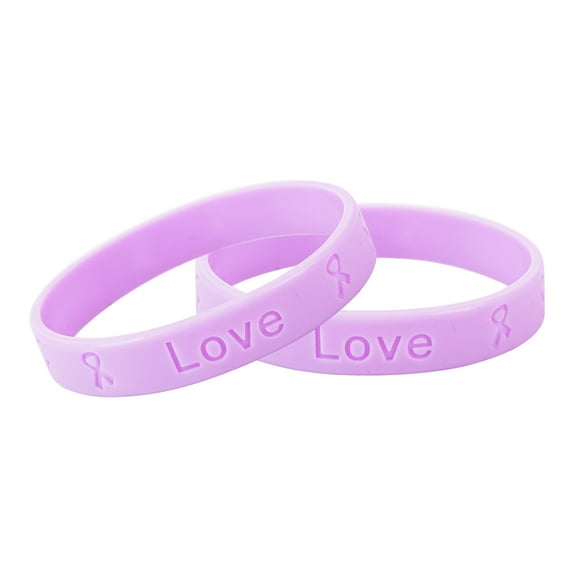 Bulk Lavender Awareness - Child Sized Silicone Bracelets (25 Bracelets)