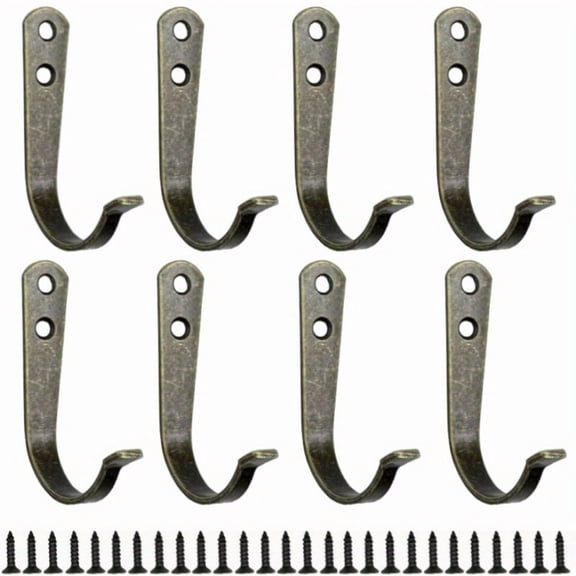 20-Pack Wrought Iron Wall Hook Single Prong Decorative,Sturdy Metal Hanger with Screws,Rustic Style for Coat Hat Towel and Entryway Organization Copper