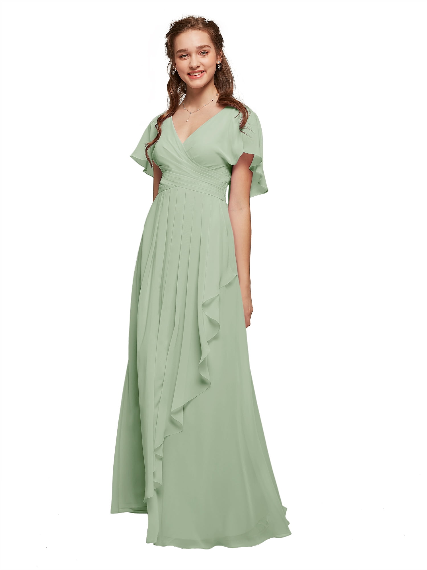 sage green long sleeve bridesmaid dresses