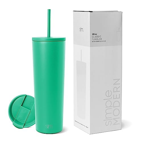 Vaso aislante moderno, sencillo, con tapa y pajita, 500 ml