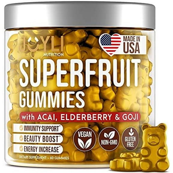 JOYLI Superfruit Multivitamin Gummies, Vegan, Sugar-Free, 60 Count, Adults