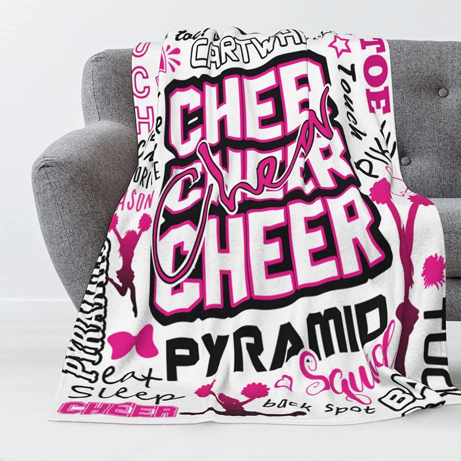 Cheerleader''s Blanket Cheerleading Gifts Throw Blanket Ultra-Soft Comfortable Cheer''s Flannel Blankets for Girls Teens Kids Bed Sofa Couch All Season Cozy Blanket Birthday Gifts