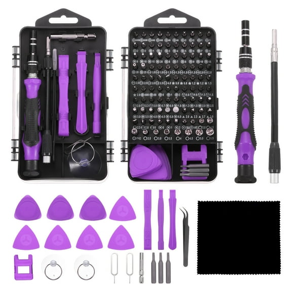 124 in 1 Magnetic Precision Screwdriver Set Electronics Repair Tools Kit for Cellphone Mobile Phone Laptop, Purple