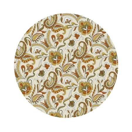 

Salouo Indian Paisley Print Round Coaster Drink Coasters Leather Bar Beer Beverage Coasters for Drinks Set of 4 for Tabletop Protection Coffee Table Decor